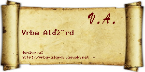 Vrba Alárd névjegykártya